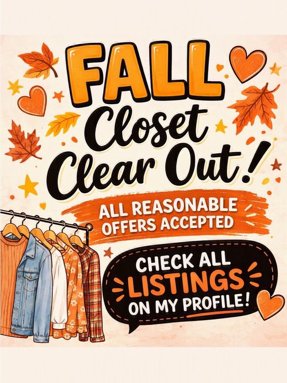 Fall Closet Clear Out – All Reasonable Offers Accepted!